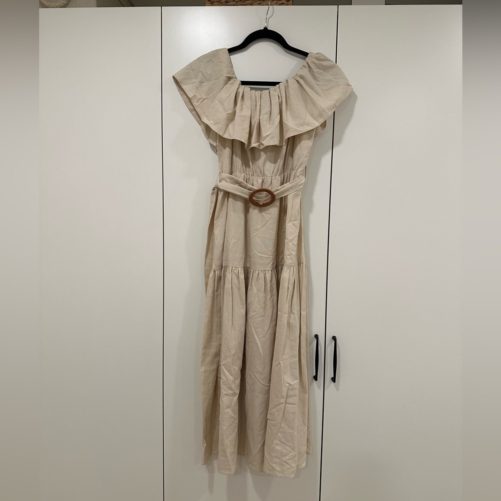 Elegant Cream Off-Shoulder Dress